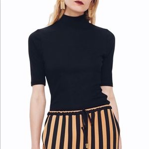 Soft turtle neck tee | Navy